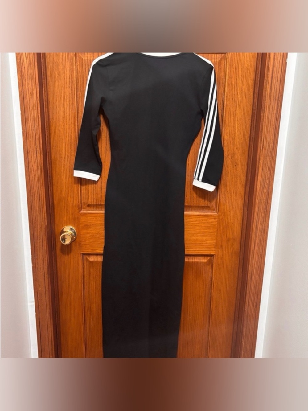 Adidas Black Maxi Dress with White Three-Stripe Trim. Sz S. PTP 16”. NWT - Picture 6 of 6